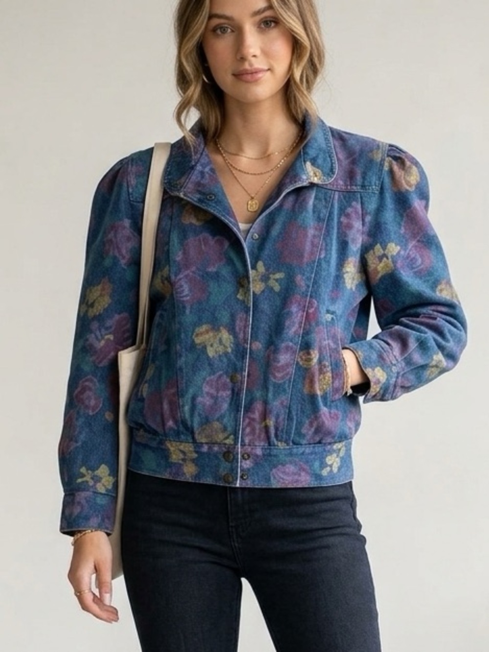 Vintage Floral Jean Jacket. Medium- Large Size
